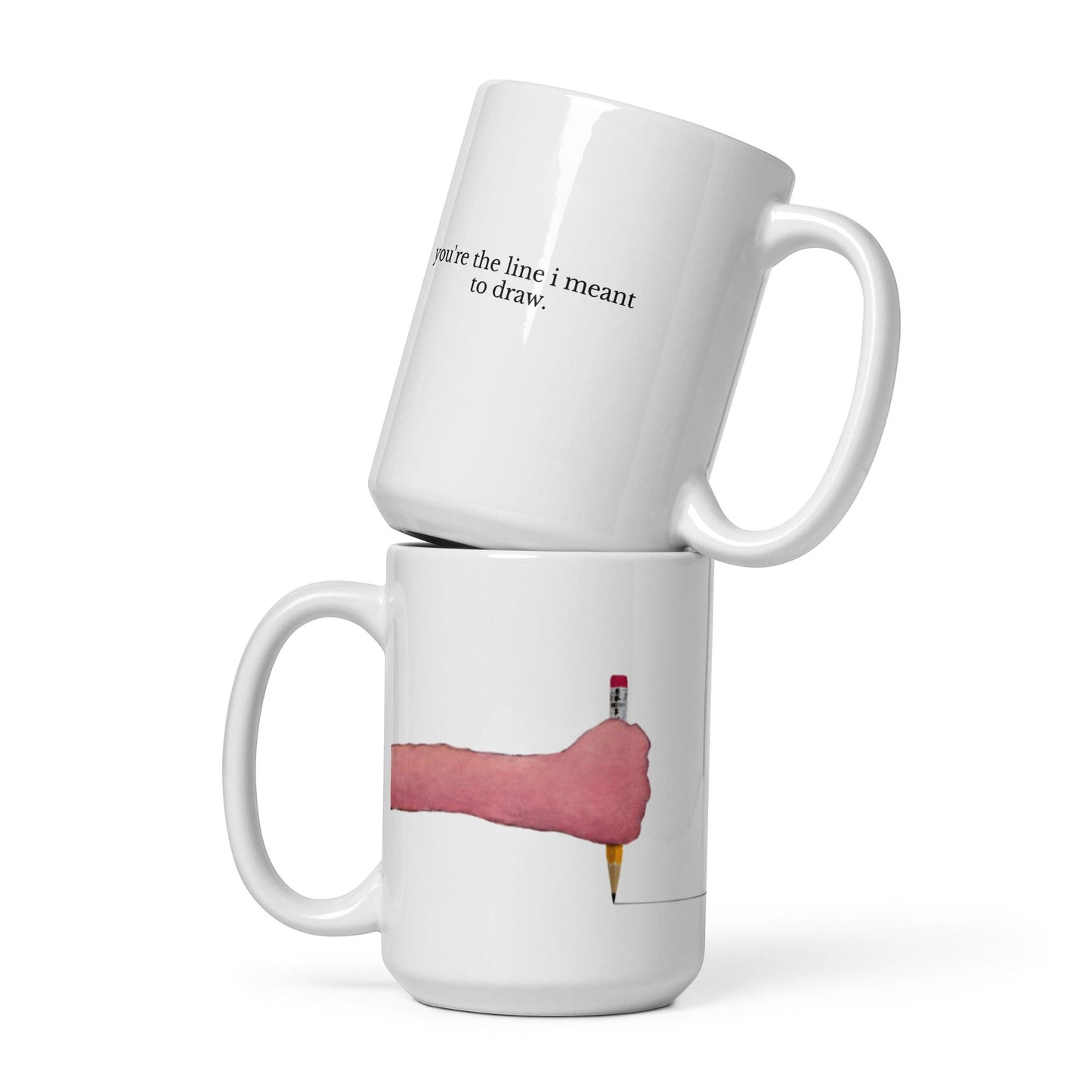 second best brand ceramic mug featuring Gabe Langholtz painting detail and the quote you’re the line I meant to draw.